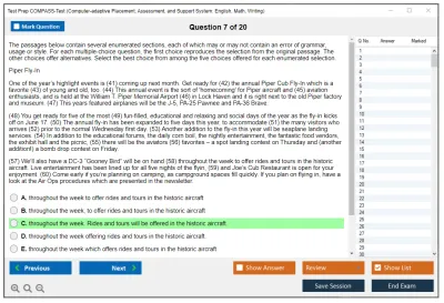 Test Prep COMPASS-Test Computer-adaptive Placement, Assessment, and Support System: English, Math, Writing Practice test exam simulator test engine exam Prep practice test questions answers Image 7