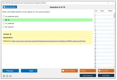 Cisco 300-720 Securing Email with Cisco Email Security Appliance (300-720 SESA) Practice test exam simulator test engine exam Prep practice test questions answers Image 6