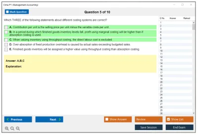 Cima P1 Management Accounting Practice test exam simulator test engine exam Prep practice test questions answers Image 5
