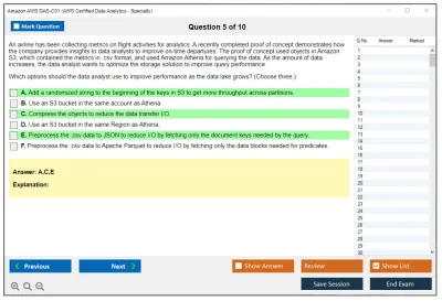 Amazon AWS DAS-C01 AWS Certified Data Analytics - Specialty Practice test exam simulator test engine exam Prep practice test questions answers Image 5