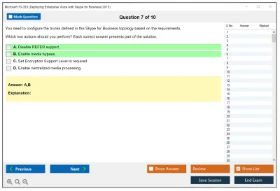 Microsoft 70-333 Deploying Enterprise Voice with Skype for Business 2015 Practice test exam simulator test engine exam Prep practice test questions answers Image 7