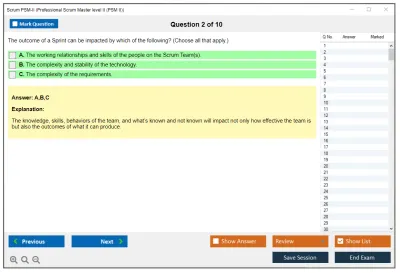 Scrum PSM-II Professional Scrum Master level II (PSM II) Practice test exam simulator test engine exam Prep practice test questions answers Image 2