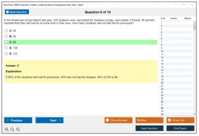 Test Prep CBEST-Section-1-Math California Basic Educational Skills Test - Math Practice test exam simulator test engine exam Prep practice test questions answers Image 6