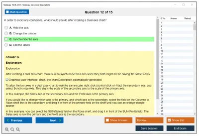 Tableau TDS-C01 Tableau Desktop Specialist Practice test exam simulator test engine exam Prep practice test questions answers Image 12