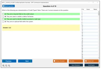 SAP C_C4H430_94 SAP Certified Application Associate - SAP Commissions Implementation Practice test exam simulator test engine exam Prep practice test questions answers Image 4