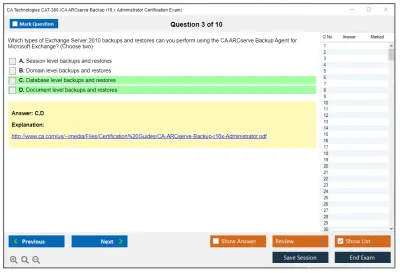 CA Technologies CAT-380 CA ARCserve Backup r16.x Administrator Certification Exam Practice test exam simulator test engine exam Prep practice test questions answers Image 3