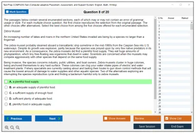 Test Prep COMPASS-Test Computer-adaptive Placement, Assessment, and Support System: English, Math, Writing Practice test exam simulator test engine exam Prep practice test questions answers Image 8