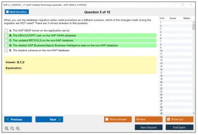 SAP C_HANATEC_17 SAP Certified Technology - SAP HANA 2.0 SPS05 Practice test exam simulator test engine exam Prep practice test questions answers Image 5