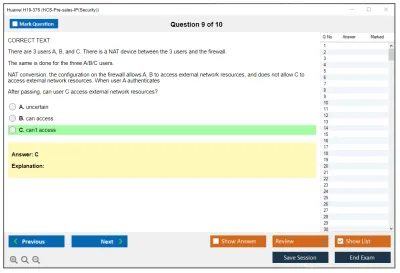 Huawei H19-376 HCS-Pre-sales-IP(Security) Practice test exam simulator test engine exam Prep practice test questions answers Image 9