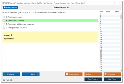 ACFE CFE-Financial-Transactions-and-Fraud-Schemes Certified Fraud Examiner - Financial Transactions and Fraud Schemes Exam Practice test exam simulator test engine exam Prep practice test questions answers Image 9