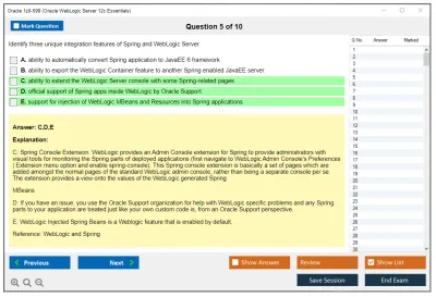 Oracle 1z0-599 Oracle WebLogic Server 12c Essentials Practice test exam simulator test engine exam Prep practice test questions answers Image 5