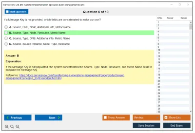 ServiceNow CIS-EM Certified Implementation Specialist - Event Management Exam Practice test exam simulator test engine exam Prep practice test questions answers Image 6