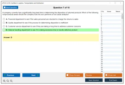 APICS CLTD Certified in Logistics, Transportation and Distribution Practice test exam simulator test engine exam Prep practice test questions answers Image 7