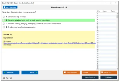 Splunk SPLK-3003 Splunk Core Certified Consultant Practice test exam simulator test engine exam Prep practice test questions answers Image 4