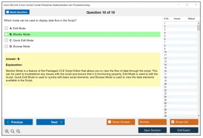 Cisco 500-444 Cisco Contact Center Enterprise Implementation and Troubleshooting Practice test exam simulator test engine exam Prep practice test questions answers Image 10