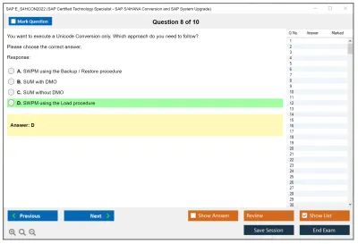 SAP E_S4HCON2022 SAP Certified Technology Specialist - SAP S/4HANA Conversion and SAP System Upgrade Practice test exam simulator test engine exam Prep practice test questions answers Image 8