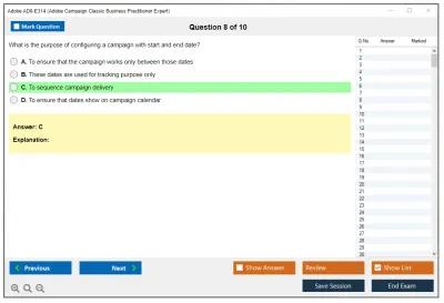 Adobe AD0-E314 Adobe Campaign Classic Business Practitioner Expert Practice test exam simulator test engine exam Prep practice test questions answers Image 8