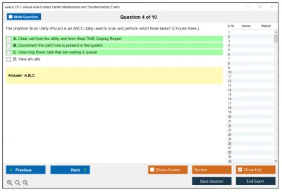 Avaya 3313 Avaya Aura® Contact Center Maintenance and Troubleshooting Exam Practice test exam simulator test engine exam Prep practice test questions answers Image 4