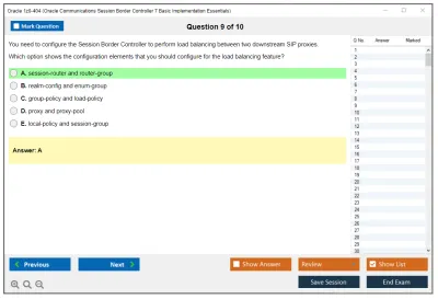 Oracle 1z0-404 Oracle Communications Session Border Controller 7 Basic Implementation Essentials Practice test exam simulator test engine exam Prep practice test questions answers Image 9