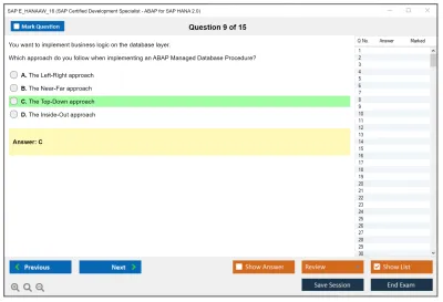 SAP E_HANAAW_16 SAP Certified Development Specialist - ABAP for SAP HANA 2.0 Practice test exam simulator test engine exam Prep practice test questions answers Image 9