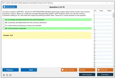 SAP C_SACP_2302 SAP Certified Associate - SAP Analytics Cloud: Planning Practice test exam simulator test engine exam Prep practice test questions answers Image 2