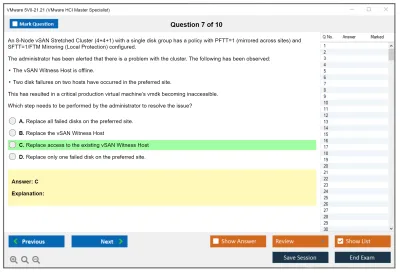 VMware 5V0-21.21 VMware HCI Master Specialist Practice test exam simulator test engine exam Prep practice test questions answers Image 7