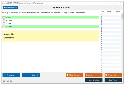 Microsoft 98-375 HTML5 Application Development Fundamentals Practice test exam simulator test engine exam Prep practice test questions answers Image 5