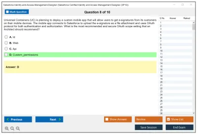 Salesforce Identity-and-Access-Management-Designer Salesforce Certified Identity and Access Management Designer Practice test exam simulator test engine exam Prep practice test questions answers Image 8