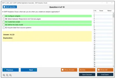 SAP C_SAC_2221 SAP Certified Application Associate - SAP Analytics Cloud Practice test exam simulator test engine exam Prep practice test questions answers Image 4