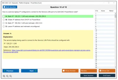 EMC DES-1241 Specialist - Platform Engineer PowerStore Exam Practice test exam simulator test engine exam Prep practice test questions answers Image 10