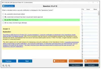 IBM C1000-082 IBM Spectrum Protect V8.1.9 Administration Practice test exam simulator test engine exam Prep practice test questions answers Image 10