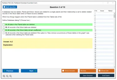 FileMaker FM0-302 FileMaker8 Developer Essentials Exam Practice test exam simulator test engine exam Prep practice test questions answers Image 3