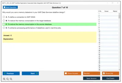SAP C_DS_42 SAP Certified Application Associate Data Integration with SAP Data Services 4.2 Practice test exam simulator test engine exam Prep practice test questions answers Image 7