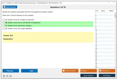 SAP C_TADM70_21 SAP Certified Technology Associate - OS/DB Migration for SAP NetWeaver 7.52 Practice test exam simulator test engine exam Prep practice test questions answers Image 2