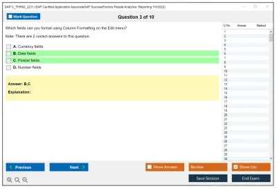 SAP C_THR92_2211 SAP Certified Application AssociateSAP SuccessFactors People Analytics: Reporting 1H/2022 Practice test exam simulator test engine exam Prep practice test questions answers Image 3