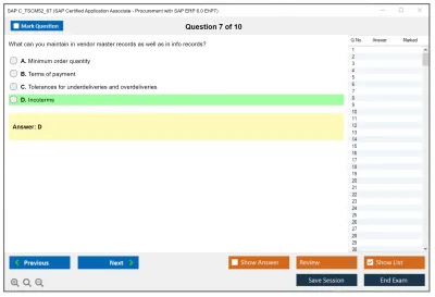 SAP C_TSCM52_67 SAP Certified Application Associate - Procurement with SAP ERP 6.0 EhP7 Practice test exam simulator test engine exam Prep practice test questions answers Image 7