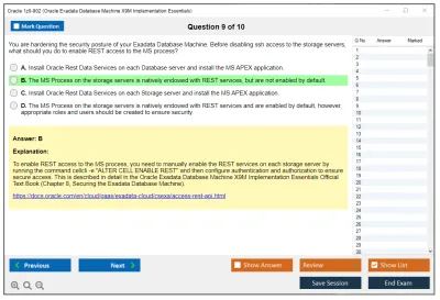 Oracle 1z0-902 Oracle Exadata Database Machine X9M Implementation Essentials Practice test exam simulator test engine exam Prep practice test questions answers Image 9