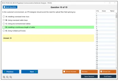 BICSI RCDD-002 BICSI Registered Communications Distribution Designer - RCDD Practice test exam simulator test engine exam Prep practice test questions answers Image 10