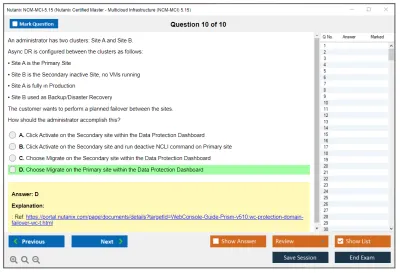 Nutanix NCM-MCI-5.15 Nutanix Certified Master - Multicloud Infrastructure (NCM-MCI) 5.15 Practice test exam simulator test engine exam Prep practice test questions answers Image 10