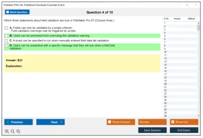 FileMaker FM0-302 FileMaker8 Developer Essentials Exam Practice test exam simulator test engine exam Prep practice test questions answers Image 4