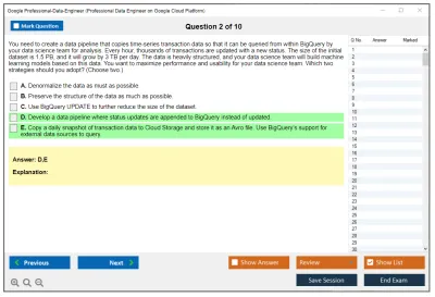 Google Professional-Data-Engineer Google Professional Data Engineer Exam Practice test exam simulator test engine exam Prep practice test questions answers Image 2