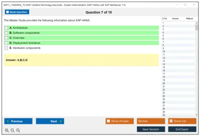 SAP C_TADM55a_75 SAP Certified Technology Associate - System Administration (SAP HANA) with SAP NetWeaver 7.5 Practice test exam simulator test engine exam Prep practice test questions answers Image 7