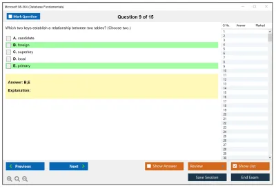 Microsoft 98-364 Database Fundamentals Practice test exam simulator test engine exam Prep practice test questions answers Image 9