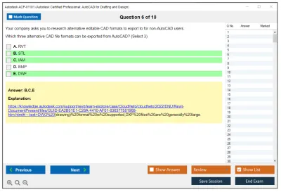 Autodesk ACP-01101 Autodesk Certified Professional in AutoCAD for Design and Drafting Practice test exam simulator test engine exam Prep practice test questions answers Image 6