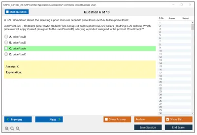 SAP C_C4H320_24 SAP Certified Application AssociateSAP Commerce Cloud Business User Practice test exam simulator test engine exam Prep practice test questions answers Image 6