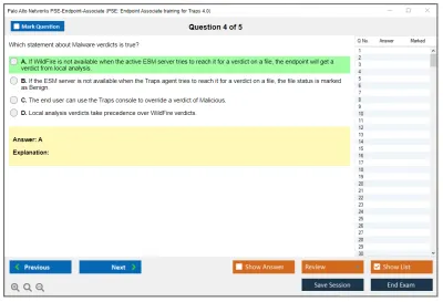Palo Alto Networks PSE-Endpoint-Associate PSE: Endpoint Associate training for Traps 4.0 Practice test exam simulator test engine exam Prep practice test questions answers Image 4