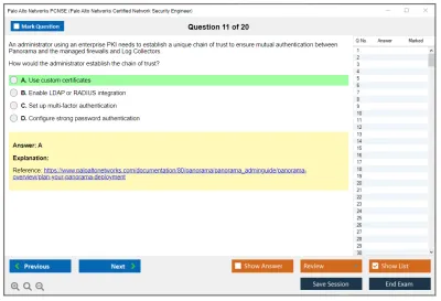 Palo Alto Networks PCNSE Palo Alto Networks Certified Security Engineer (PCNSE) PAN-OS 11.0 Practice test exam simulator test engine exam Prep practice test questions answers Image 11