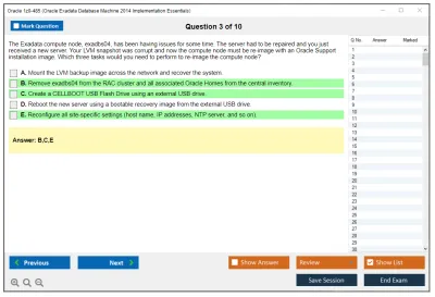 Oracle 1z0-485 Oracle Exadata Database Machine 2014 Implementation Essentials Practice test exam simulator test engine exam Prep practice test questions answers Image 3
