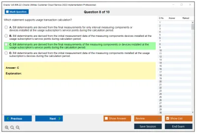Oracle 1z0-996-22 Oracle Utilities Customer Cloud Service 2022 Implementation Professional Practice test exam simulator test engine exam Prep practice test questions answers Image 8