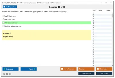 SAP C_SECAUTH_20 SAP Certified Technology Associate - SAP System Security and Authorizations Practice test exam simulator test engine exam Prep practice test questions answers Image 10